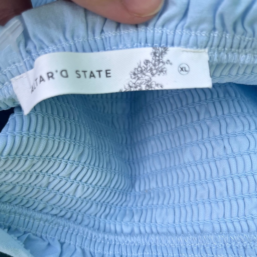 Altar'd State 100% Cotton Romper Dress Beautiful Baby Blue Lace Size XL - Picture 5 of 5